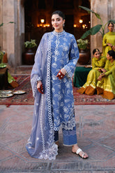 Cross Stitch - Lawn Ethnic Blue Unstitch Suit For Women - 3 Piece