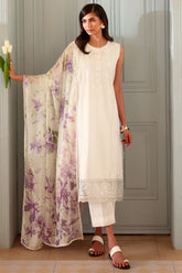 Cross Stitch - Ivory Atelier Printed Lawn Unstitch Suit For Women - 3 Piece