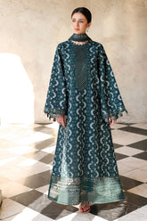Cross Stitch - TEAL SPRUCE Cotton Unstitch Suit For Women - 3 Piece