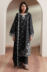 Cross Stitch - Noir Canvas Embroidered Lawn Unstitch Suit For Women - 3 Piece