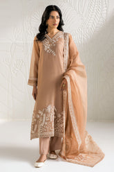 Cross Stitch - Cotton Ivory Dune Suit For Women - Brown - 2 Piece