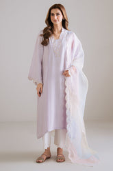 Cross Stitch - Orchid Fade Silk Suit For Women - Purple - 2 Piece