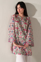 Cross Stitch - Coral Bloom Printed Lawn Shirt For Women - Beige - 1 Piece