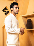 Shahjahan - Off White Kurta Trouser With Waistcoat - 3 Piece
