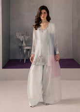 Allure By Ih - Core Tussel Silk Suit For Women - Powder Blue - 3 Piece