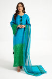 Arif Ashraf - Yasil - Blue and green - Self Jacquard and Organza - 3 Piece