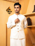 Shahjahan - Off White Kurta Trouser With Waistcoat - 3 Piece