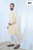 Alifyay - Cream Kurta & off white Pajama 2 Piece AY-005 - cotton - Studio by TCS