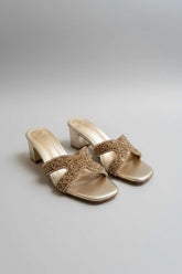 Milli Shoes - Block Heel Formal Slides For Women - Gold - Studio by TCS