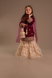 Cheeco Chic - Velvet & Organza Gharara For Girl - Pink - 3 Piece