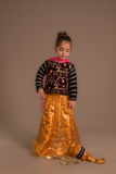 Cheeco Chic - Velvet & Atlas Banarsi Lehanga For Girl - Teal - 3 Piece