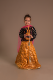 Cheeco Chic - Velvet & Atlas Banarsi Lehanga For Girl - Teal - 3 Piece