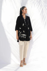 Sania Maskatiya - Viona Charmeuse,Velvet Suit For Women - Ivory 2 Piece