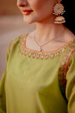 Fozia Khalid - WANIYA - Silk - Olive - 3 Piece