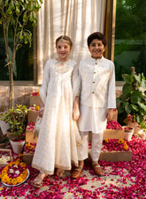Cheeco Chic - Cotton Silk Frock For Girl - White - 3 Piece
