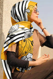 Black Wolf - YELLOW BLACK WHITE CHEVRON SILK HIJAB - 1 Piece