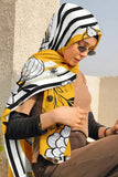Black Wolf - YELLOW BLACK WHITE CHEVRON SILK HIJAB - 1 Piece