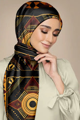 Black Wolf - LUXURY AFROFUTURISM SILK HIJAB - BLACK - 1 Piece