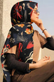 Black Wolf - FOLK ART SILK HIJAB - BLACK - 1 Piece