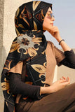 Black Wolf - GEOMETRIC FLORAL SILK HIJAB - BLACK - 1 Piece