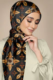 Black Wolf - GEOMETRIC FLORAL SILK HIJAB - BLACK - 1 Piece