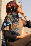 Black Wolf - ELABORATE FLORAL SILK HIJAB - BLACK - 1 Piece