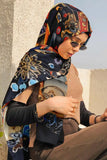 Black Wolf - ELABORATE FLORAL SILK HIJAB - BLACK - 1 Piece