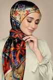 Black Wolf - ELABORATE FLORAL SILK HIJAB - BLACK - 1 Piece