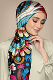 Black Wolf - COLORFUL ABSTRACT SILK HIJAB - PINK - 1 Piece