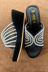 MILLI SHOES - WEDGE HEEL SLIDES - Black