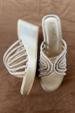 MILLI SHOES - WEDGE HEEL SLIDES - Dull Gold