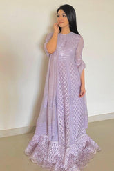 Sarah Khan in Nilofer Shahid - Amethyst Haze - Peshwas - Pure Cotton Net - 3 Piece