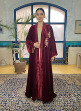 Gulabo - Opera Coat Silk Velvet Marron Jacket For Women - 1 Piece