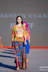 Gulabo - Rung-E-Bazaar Top - Orange Multi - Pure Georgete - 1 Piece