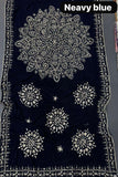 Designs By Amina - Handmade Indian Gota Work Shawl - Navy Blue