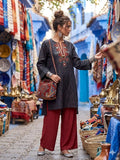 Gulabo - Bosky Kuchi Tunic Pant For Women - Black - 2 Piece