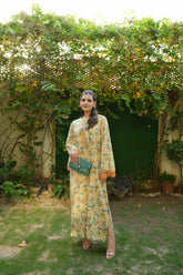 Ombrella - Sage citrus Lawn Kaftan For Women - 1 Piece