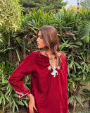 Ombrella Maroon Velvet 2 Piece Suit