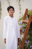 Hummingbirds - White Mirror embroidery Brosha Kurta For Boy