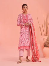 Oaks - Embroidered Pret Shirt Dupatta Lawn Pink & Maroon - 2 Piece