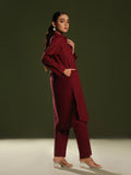 Oaks - Solid Pret Shirt Trouser Khaddar Maroon - 2 Piece