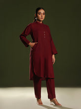 Oaks - Solid Pret Shirt Trouser Khaddar Maroon - 2 Piece
