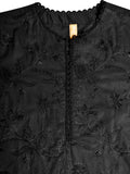 Oaks - Embroidered Pret Shirt & Trouser Dyed Cambric Black - 2 Piece