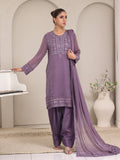 Oaks - Chiffon Embroidered Pret Suit For Women - Purple - 3 Piece