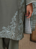 Oaks - Cambric Embroidered Pret Suit For Women - Dark Grey - 3 Piece