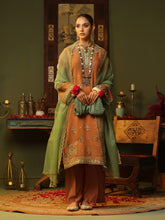 Oaks - Embroidered Pret Suit Organza Orange - 3 Piece