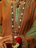 Oaks - Embroidered Pret Suit Organza Orange - 3 Piece