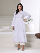 Oaks - Screen Print Cambric Kurti For Women - White - 1 Piece