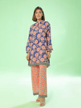 Oaks - Lawn Suit For Women - Blue&peach - 2 Piece
