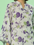 Oaks - Lawn Suit For Women - White&Purple - 2 Piece
